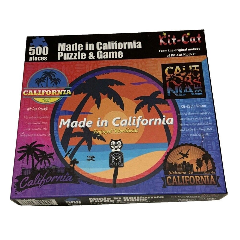 Vtg. Kit-Cat Klock Made in California Jigsaw Puzzle & Game 500 Pieces Complete